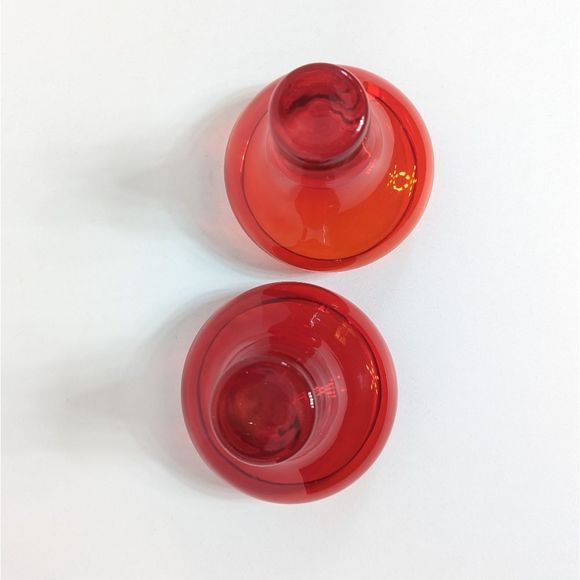 Mid Century Coupe Glass Set of 2 Cranberry Red Vintage Retro - Picture 6 of 10